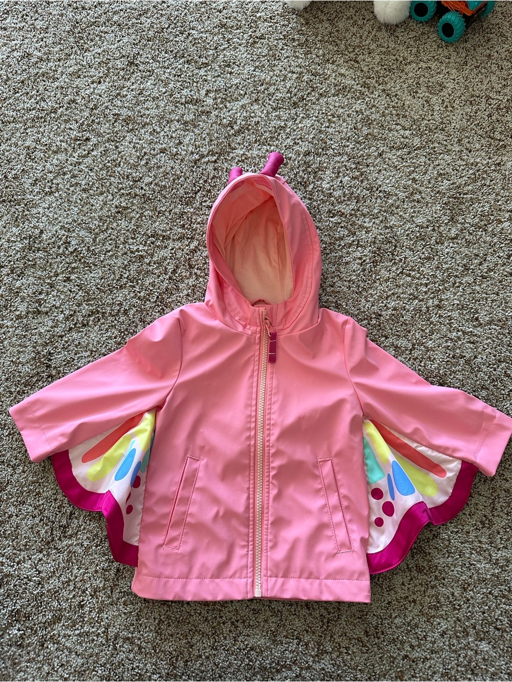 Cat & Jack Pink Hooded Butterfly Wing Raincoat